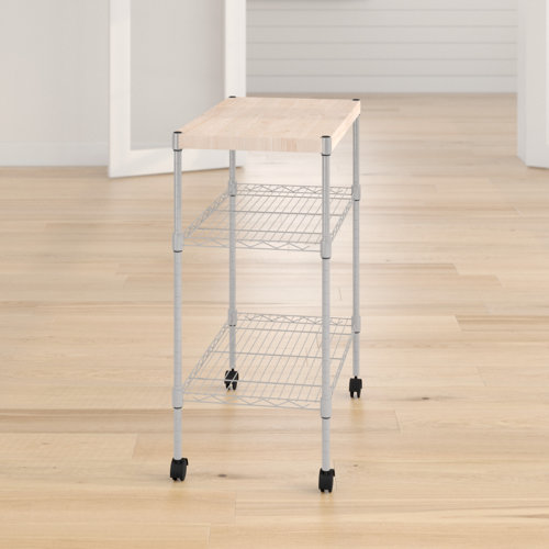 Wayfair Basics® Adjustable Kitchen Cart Manufactured Wood Top & Reviews